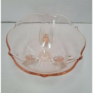 Antique Pink Depression Glass 3-Toed Footed Dish Bowl Small 3 inches tall Vtg